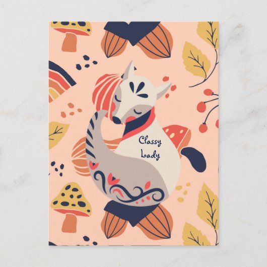 おしゃれな女性教師へのギフト CLASSY LADY Hygge Fox ポストカード (正面)