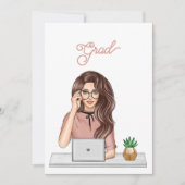 おしゃれな女性 現代の卒業祝い 招待状 (正面)