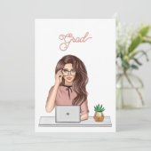 おしゃれな女性 現代の卒業祝い 招待状 (スタンド正面)