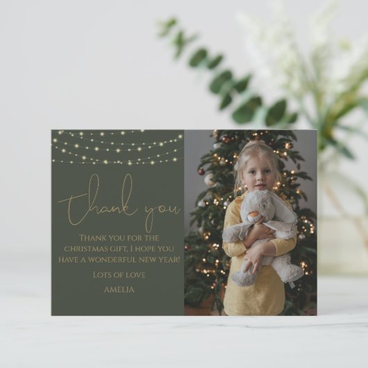 おしゃれな子供の写真クリスマス感謝カード サンキューカード (スタンド正面)