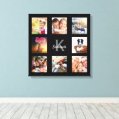 おしゃれな家族のイニシャル 黒 唯一無二 キャンバスプリント (インサイチュ (ウッドフロア))