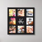 おしゃれな家族のイニシャル 黒 唯一無二 キャンバスプリント (正面)