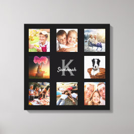 おしゃれな家族のイニシャル 黒 唯一無二 キャンバスプリント