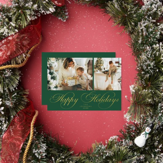 おしゃれな家族フォトコラージュ クリスマスカード 箔シーズンカード (インサイチュ)