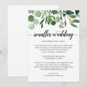 おしゃれな小さな結婚式　規模を縮小　計画変更　植物の葉 案内状 (正面/裏面)