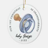 おしゃれな少年初めてのクリスマス祖父母の写真 セラミックオーナメント (左)