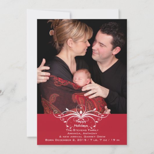 おしゃれな巻物 – フォトホリデーカード シーズンカード (正面)