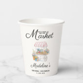 おしゃれな市場からお嫁さんを守れ！ ブライダルシャワー 紙コップ (正面)
