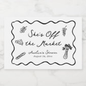 おしゃれな市場から抜け出た大胆で遊び心のある手描き スパークリングワインラベル (シングルラベル)