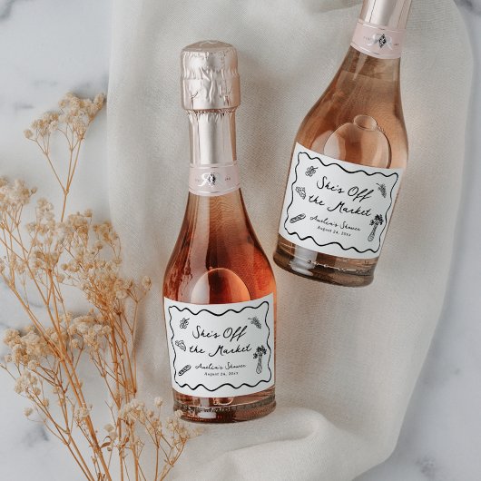 おしゃれな市場から抜け出た大胆で遊び心のある手描き スパークリングワインラベル