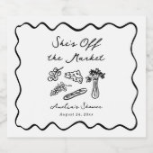 おしゃれな市場から消えた 大胆で遊び心のある手描き スパークリングワインラベル (シングルラベル)