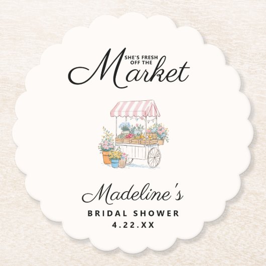 おしゃれな市場から直接 ブライダルシャワー ペーパーコースター (正面)
