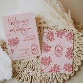 おしゃれな市場風の結婚前お披露目パーティー招待状 招待状