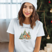 おしゃれな年として最初のクリスマスかわいいキリン家族 Tシャツ