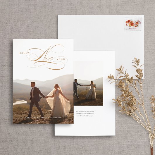 おしゃれな年賀状スクリプトホリデー写真カード シーズンカード