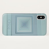 おしゃれな幾何学スクエア(淡い青) Case-Mate iPhoneケース (裏面(横))