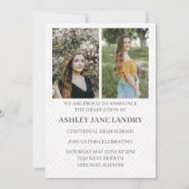 おしゃれな幾何学模様のゴールドフレーム写真 卒業のお知らせ 招待状 (裏面)