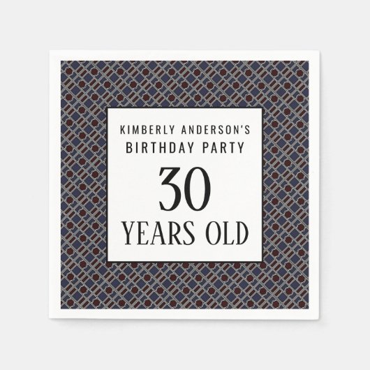 おしゃれな幾何学模様、モダンな誕生日パーティー スタンダードカクテルナプキン (正面)