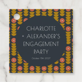 おしゃれな幾何学的な花のカスタムエンゲージメントパーティー フェイバータグ