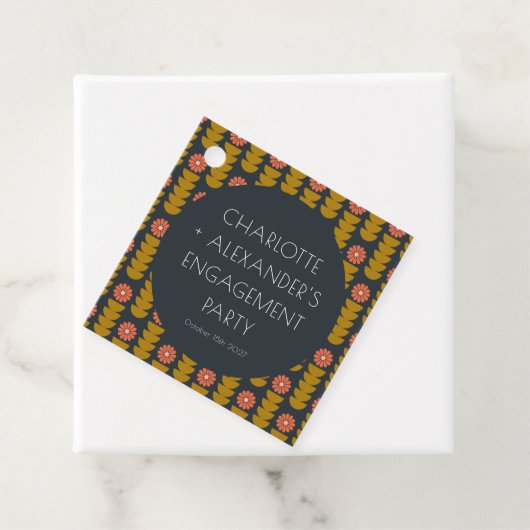 おしゃれな幾何学的な花のカスタムエンゲージメントパーティー フェイバータグ (インサイチュ)