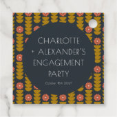 おしゃれな幾何学的な花のカスタムエンゲージメントパーティー フェイバータグ (裏面)