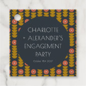 おしゃれな幾何学的な花のカスタムエンゲージメントパーティー フェイバータグ (正面)