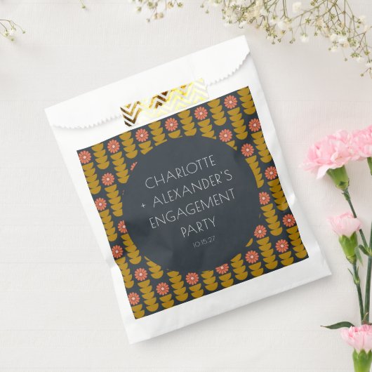 おしゃれな幾何学的な花のカスタムエンゲージメントパーティー フェイバーバッグ (封をした状態)