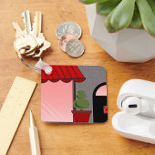 おしゃれな店舗の赤いブラックのトピアリー オープン キーホルダー