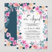 おしゃれな庭のピンクの花の秘密の結婚式 招待状 (正面/裏面)