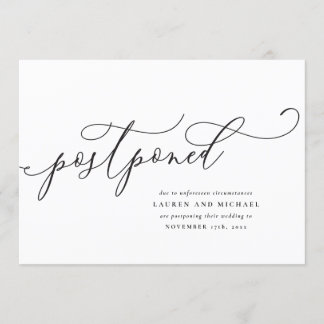 おしゃれな延期のお知らせ  日程変更 招待状