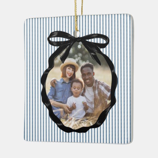 おしゃれな弓形フレームインディゴ写真 セラミックオーナメント (左)