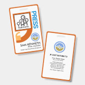 おしゃれな引用符のモチーフのプレス記者 バッジ (表裏)