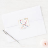 おしゃれな彼女はリボン 結婚式のピンクの弓 ブライダルシャワー スクエアシール (封筒)