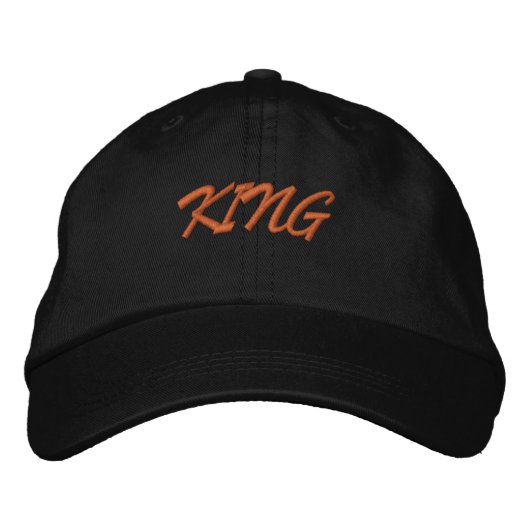 おしゃれな快適なハンサムハット KING テキスト 刺繍入りキャップ (正面)