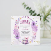 おしゃれな愛が育まれているライラック ラベンダー ブライダルシャワー 招待状 (スタンド正面)