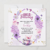 おしゃれな愛が育まれているライラック ラベンダー ブライダルシャワー 招待状 (正面)