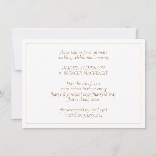 おしゃれな愛のデザイン | マイクロウェディング フォト 招待状 (裏面)