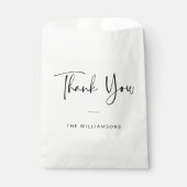 おしゃれな感謝の気持ちを伝えるモダンなスクリプト結婚式 フェイバーバッグ (正面)