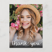 おしゃれな感謝メッセージの写真付き卒業証書カード ポストカード (正面)