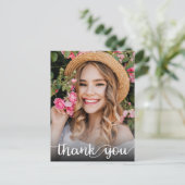 おしゃれな感謝メッセージの写真付き卒業証書カード ポストカード (スタンド正面)