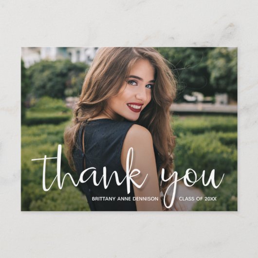 おしゃれな感謝メッセージ 写真付き 卒業おめでとう ポストカード (正面)