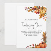 おしゃれな感謝祭のディナー　パンプキン 招待状 (正面/裏面)