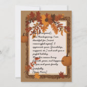 おしゃれな感謝祭招待状テンプレート 招待状 (裏面)