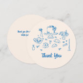 おしゃれな手描きのウェディング ティー シャワー サンキューカード (正面/裏面)