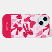 おしゃれな手描きのコケット風ピンクと赤のリボン Case-Mate iPhoneケース (裏面 (横))