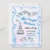 おしゃれな手描きのリハーサルディナーの前夜 招待状 (正面)