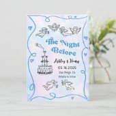 おしゃれな手描きのリハーサルディナーの前夜 招待状 (スタンド正面)