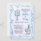 おしゃれな手描きのリハーサルディナー前夜 招待状 (裏面)