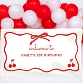 おしゃれな手描きの上のさくらんぼ 横断幕