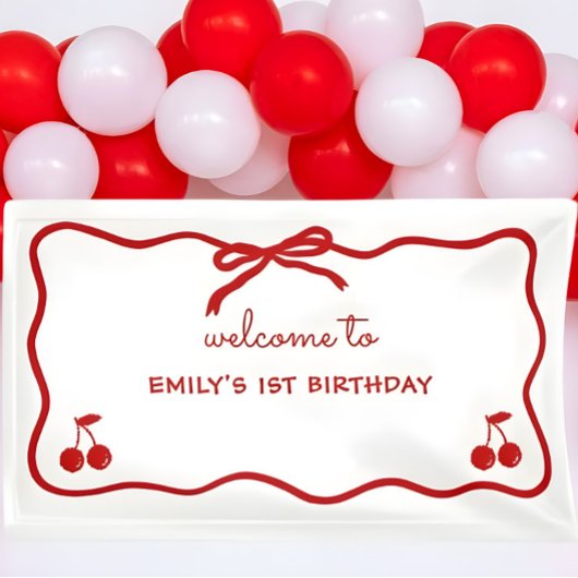 おしゃれな手描きの上のさくらんぼ 横断幕